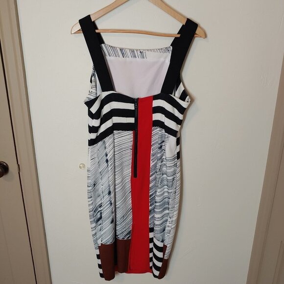 MILLY Dress Abstract Lou Lou Color Block Sheath Dress Sleeveless Modern Minimal - Picture 4 of 8